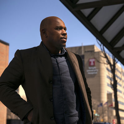 CPH alumnus Sheku Sillah stands outside of Temple Hospital