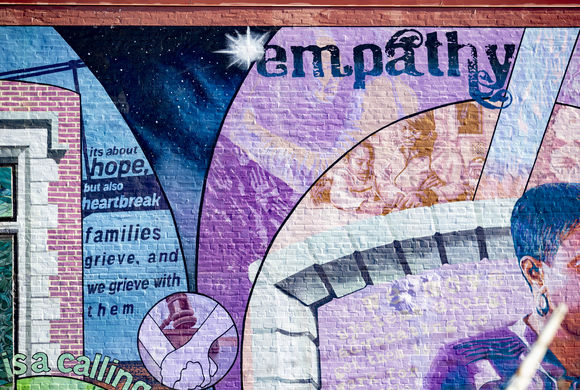 a mural depicting the word
