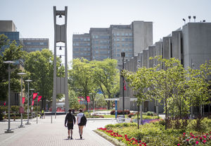 students walking on campus