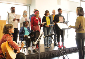 a choir group performing