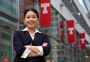 Gao Ly Vang standing in front of Temple Center City campus