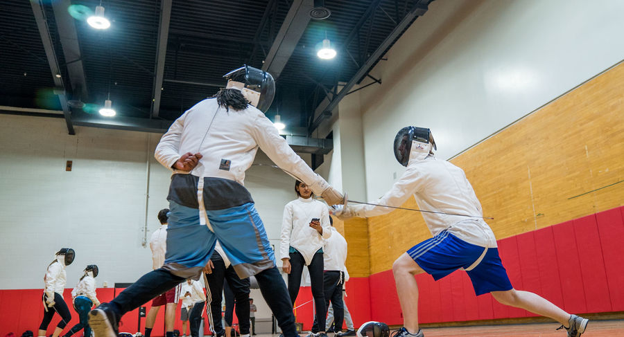 Two students fencing