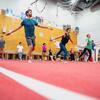 Students do gymnastics