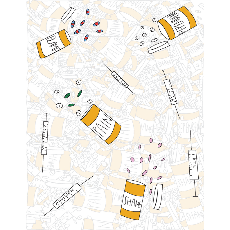illustration of prescription bottles and syringes