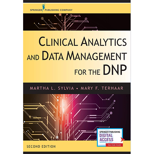 Textbook with the title "Clinical Analytics and Data Management for the DNP"