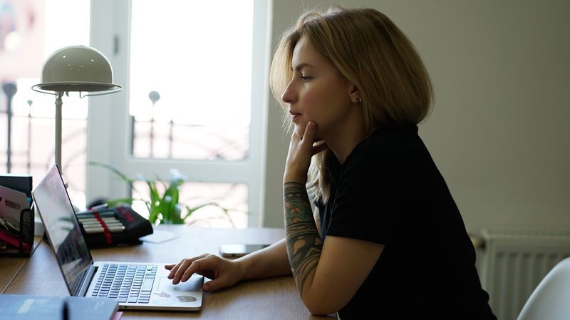 woman on computer