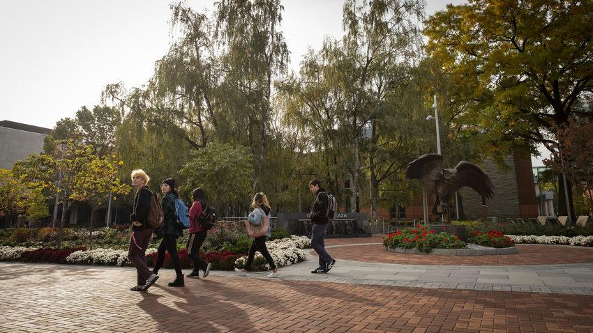 students on campus