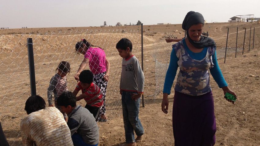 woman and children in the Negev desert