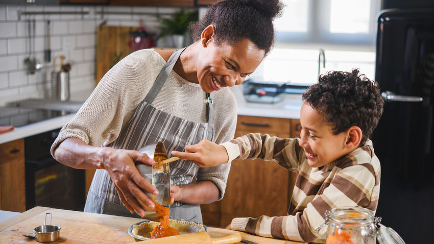 mother and child baking