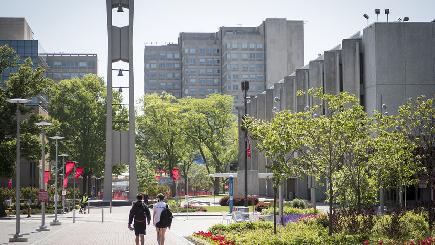 students walking on campus